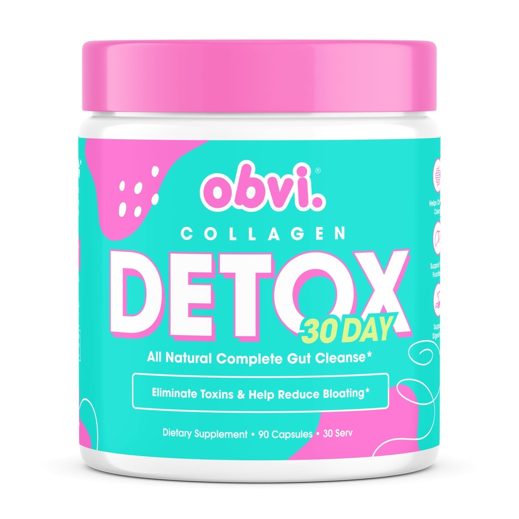 Obvi Detox Colon Cleanse Supplement | Fremmer Digestive og Gut Helse, Bloating Relief, Hjelper Fjerne Toksiner | Immunstøtte med Melk Thistle, Psyllium Husk, Senna Leaf | 90 Kapsler | 30 Services