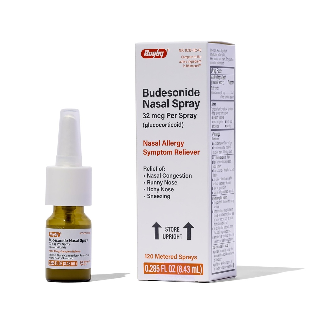 Rugby Budesonide Nasal Spray - Allergi og Nasal Congestion Relief - alkoholfri - 0,285 Fl. Oz.