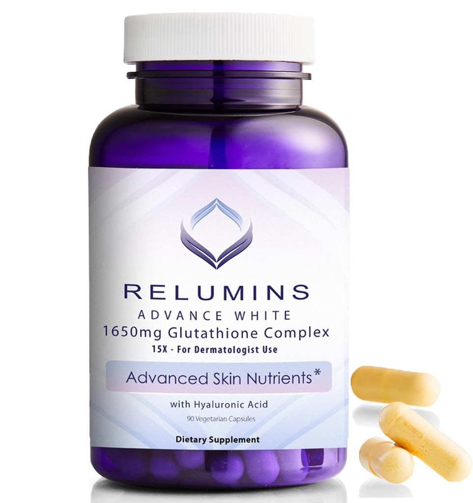 Aluminium 1650mg L-Glutathion Kompleks med Hyaluronsyre, Alpha Lipoic Acid, Rose HIPS, vitamin E & Riboflavin - Antioksidant støtte, perfekt for å oppnå en ferie glød, laget i USA - 90 kapsler