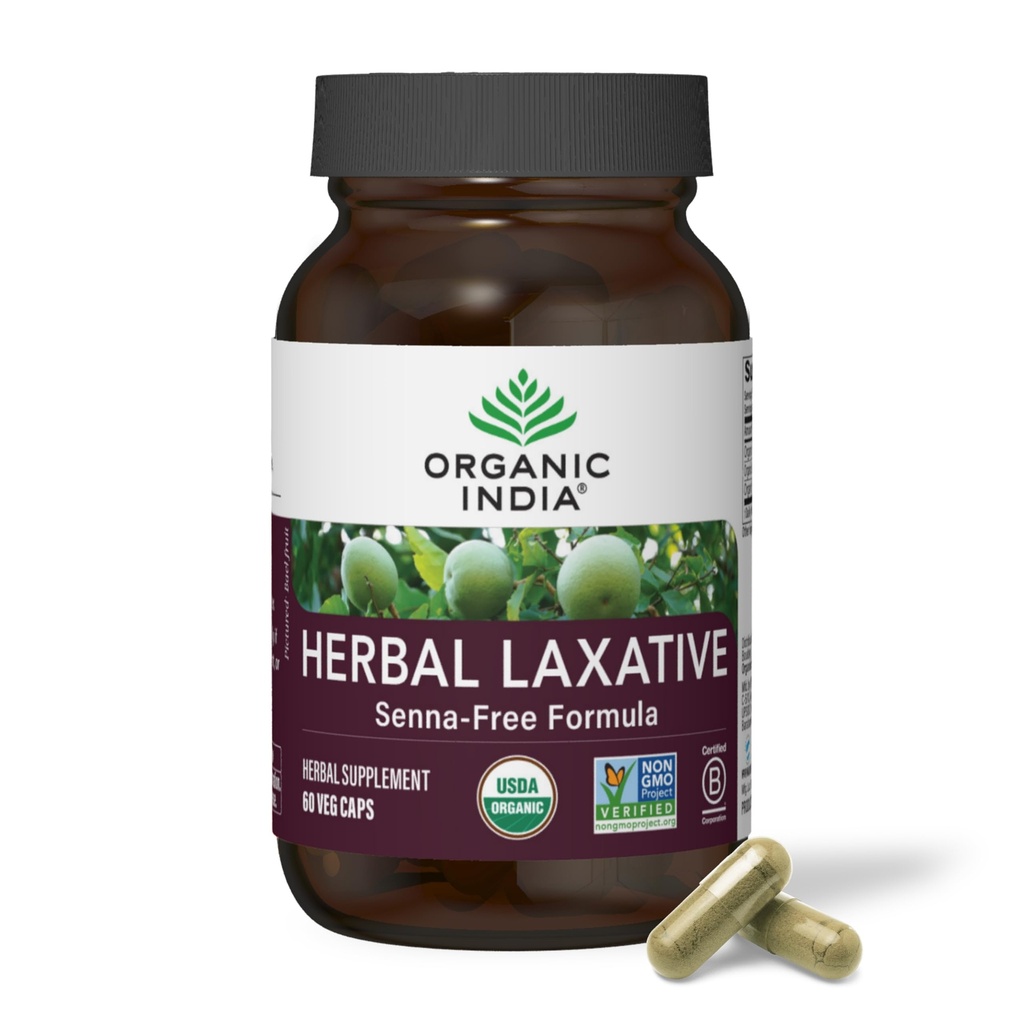 ORGANIC INDIA Herbal Laxative Supplement - Naturlig Laxativ for galaktisk, Herbal Laxative kapsler, Accelerasjon Relief for kvinner og menn - USDA sertifisert organisk, ikke-GMO, Vegan - 60 Kapsler