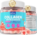 Multikollagen fylte gummer for kvinner sukkerfri Biotin 10000mcg, multivitamin hår hud og negler vitaminer for hårvekst, med Hydrolysert kollagen peptid keratin hyaluronsyre MSM vitamin B