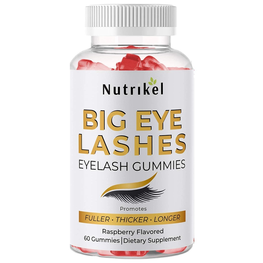 Big Eye Lashes Hårvekst - Øyevipper vekst Gummies for Fullere, Tykkere, Longer Lashes
