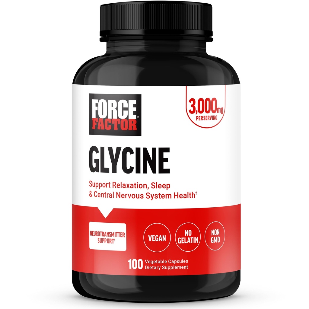 FORCE FACTOR Glycine å fremme avslapning og hvile søvn, støtte kognitiv funksjon, Mood Balance og Nerve Helse, 100 Grønnsaker Kapsler