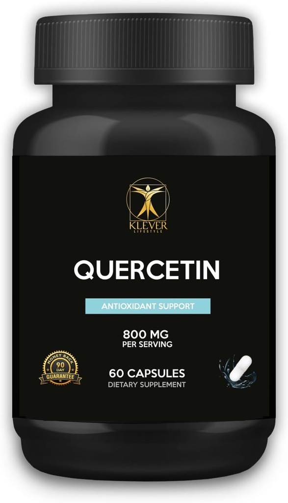 Klever Livsstil  Qu Quercetin med Bromelain Supplement | Antioksidant egenskaper, Hjerne Helse | 60 Kapsler | 800mg per servering