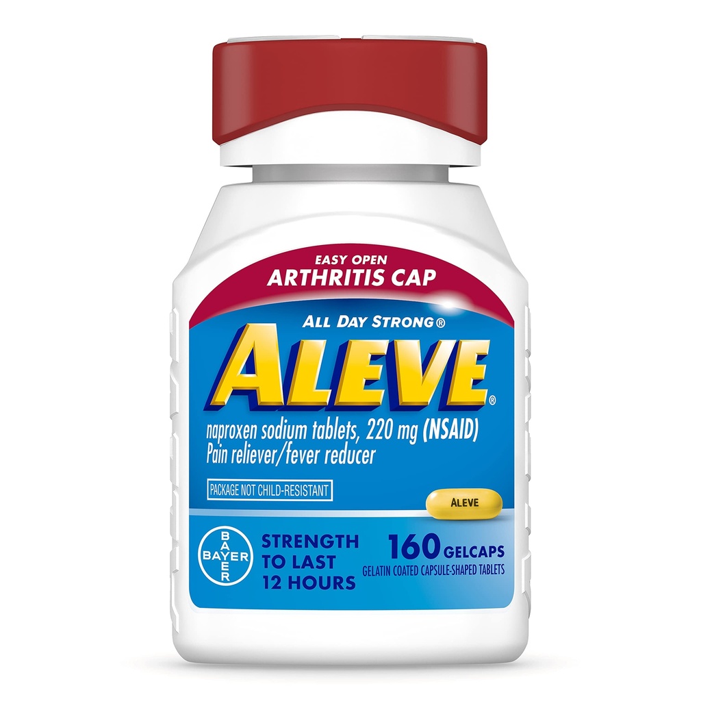 Aleve Gelcaps med lett åpen artritt Cap, Naproxen Natrium, Medisin for ledgikt Smerte, 160 greve