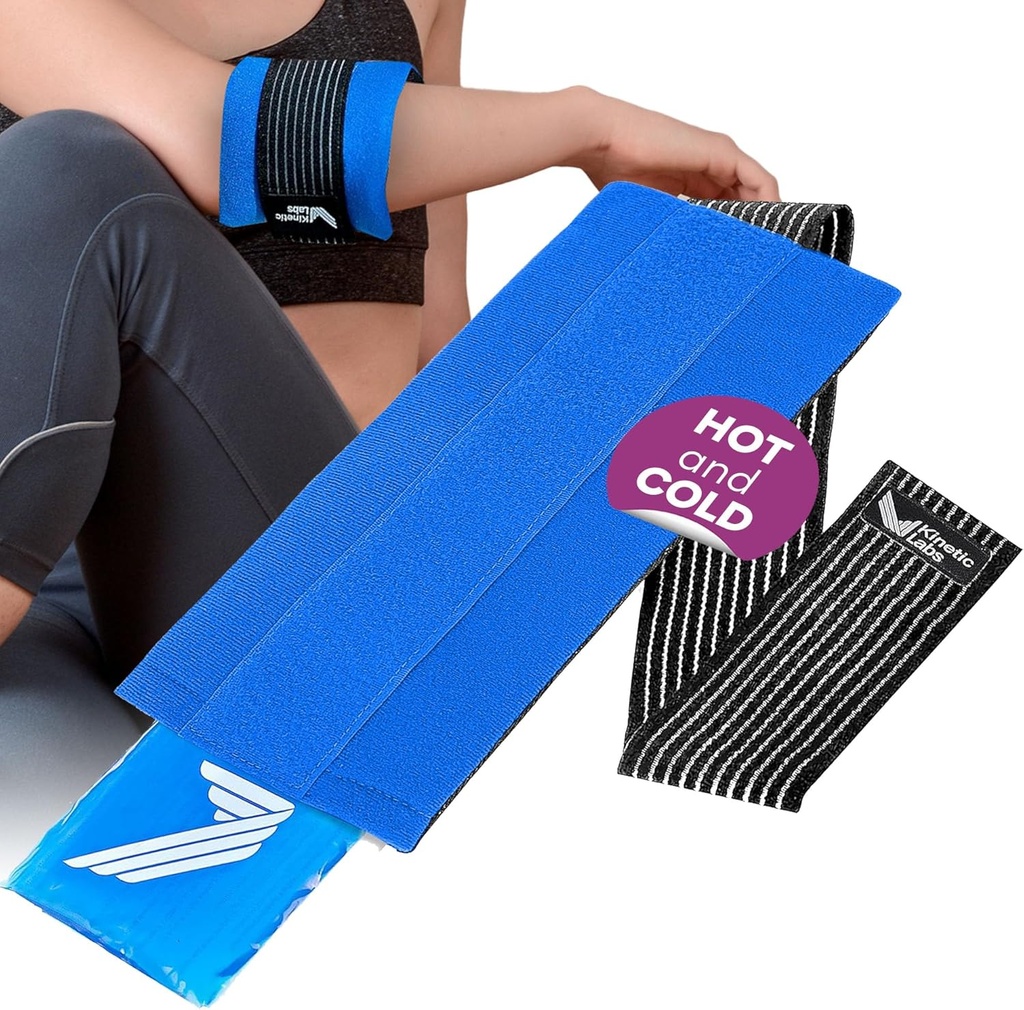 Ispakke Wrap med elastisk rem av Kinetic Labs - Hot Cold Gel Pack for skadeskader - Reusable ispakke for hals fot ankle hodet Wrist ben skulder arm Thigh Knee kirurgi (regular)