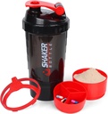 XTK Shaker Flaske 16OZ Protein Shaker Flasker med Mix Ball Portable Sports Vannflaske Lake Proof GYM Cup for Proteinblander med lagring og pille Organizer, ideell for pre trening, BPA gratis (rød)