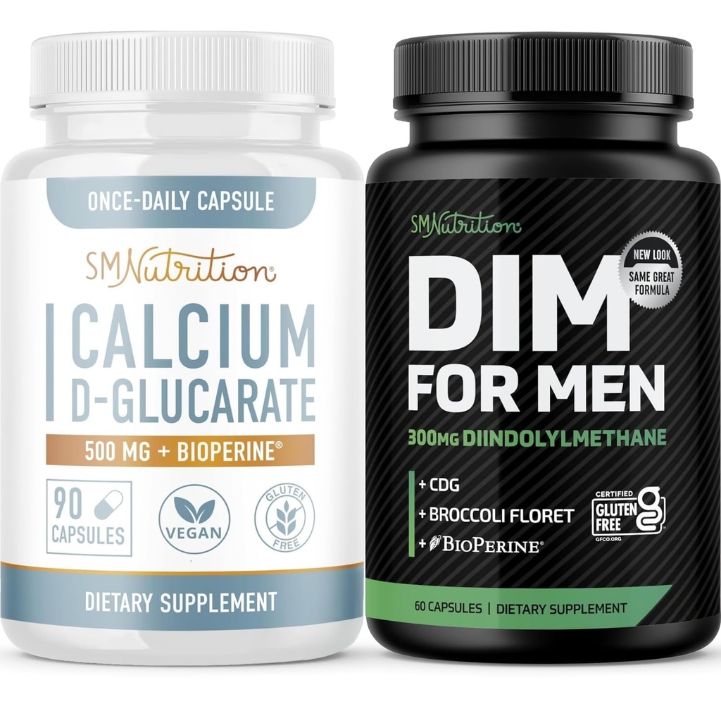 SMNutrition menns DIM Supplement med kalsium D-Glucarate | Mannlig hormon Balancing Bundle med DIM Complex for menn (60 serveringer) og vegansk glutenfri ikke-GMO CDG Supplement (90 serveringer)