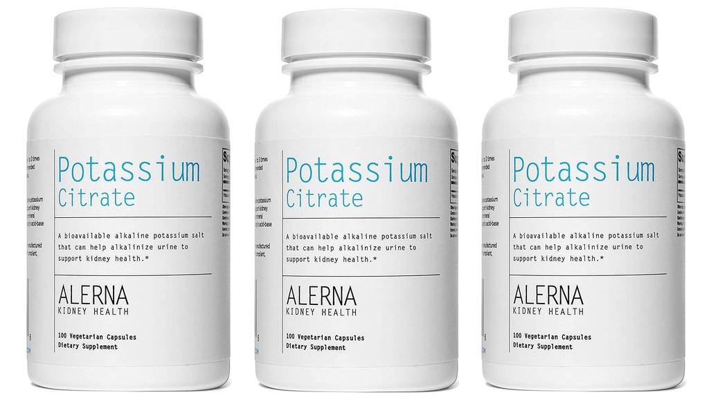 Kaliumcitrat 99 mg - støtter elektrolytbalanse og normal pH - Essential Mineral Neural Stone Support Supplement - 100 vegetariske kapsler (pakke med 3)