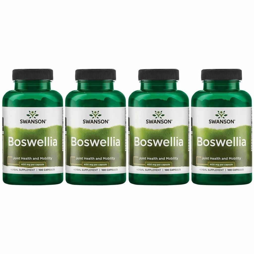 Swanson Boswellia - Herbal Supplement Å fremme felles støtte - Ayurvedic Urt for felles fleksibilitet og mobilitet støtte - laget med Boswellia Serrata Resin - (100 kapsler) (4 pakke)