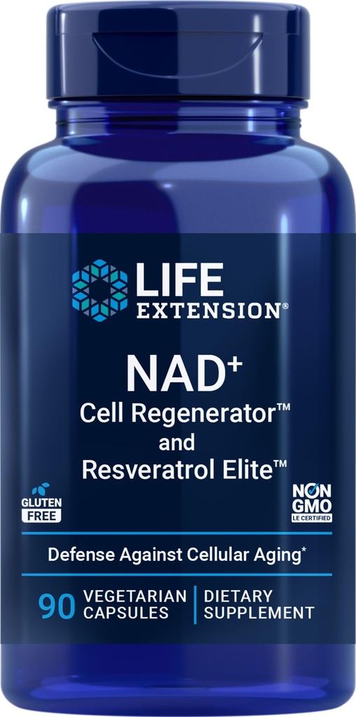 Livsforlengelse NAD+ Cell Regenerator og Resveratrol Elite, 90 Veg Caps
