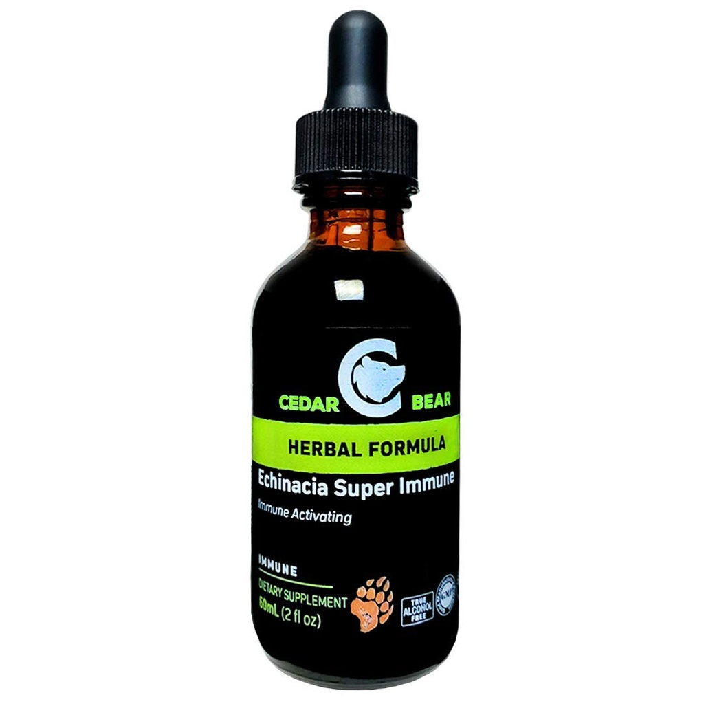 Cedar Bear Echinacea Super Immune Bland et flytende urtetilskudd som øker immunsystemet ditt for å bidra til å opprettholde hvit blodcelleaktivitet og andre immunfunksjoner 2 FL Oz