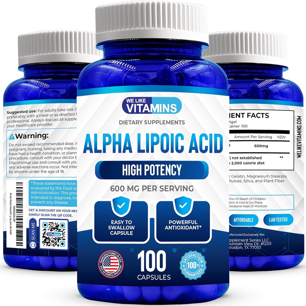 Vi liker vitaminer Alpha Lipoic Acid 600 mg kapsler - 100 serveringer - Alfa Lipoic Acid Capsules bidrar til å støtte felles helse og antioksidant helse sammen med gratis radikal beskyttelse