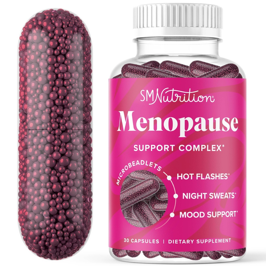 Menopause Vitaminer Beadlets med svart cohosh, rød Clover og mer | Hot Flashes, natt Sweats & Mood Support | Menopause kosttilskudd for kvinner med Dong Quai, Chaste Tree Berry & DIM | Ikke-GMO 30ct