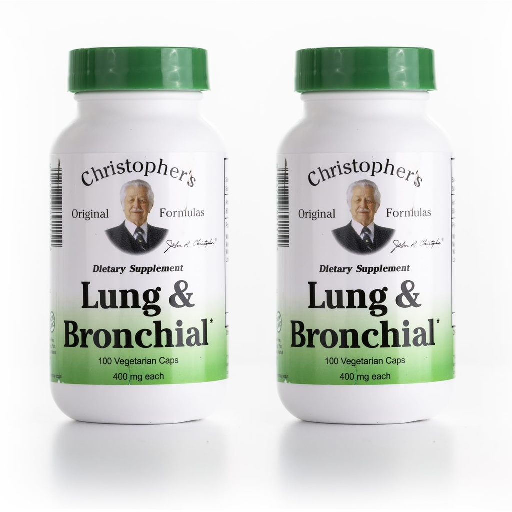 Christophers opprinnelige formler Lung & Bronchial Formula - Lung Cleanse for Røykere - støtter åndedrettssystem med syntetisk blanding av urter - Pakke med 2