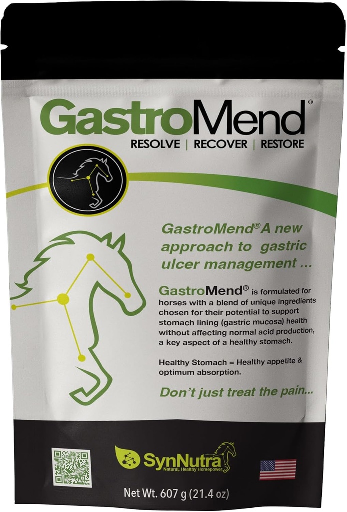 GastroMend® GastroMend® Gastromental Helse Supplement for hester, 100% naturlig, fremmer mage og Gut Helse i Equines, kostnadseffektivt Digestive Wellness, 60 Serveringer per Pouch, laget i USA