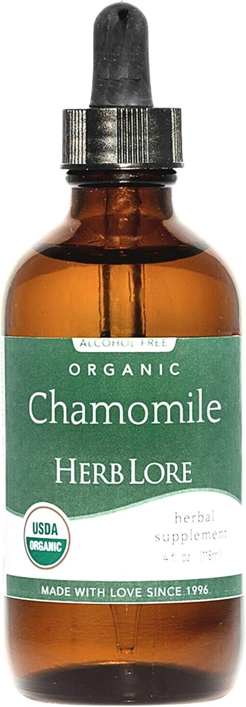 Herb Lore organisk kamille tinktur - flytende kamille dråper for babyer og voksne - Melatonin-fri sovesupplement (4 fl oz)