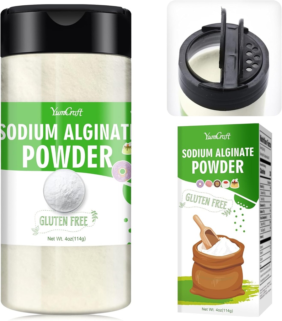 Natriumalginat pulver - 4 oz ren natriumalginat mat klasse tikkener pulver, naturlig gelling agent for Desserter, Caviar sfærer fremstilling, iskrem, kjøttloaves, vegansk stabilizer for baking, tykkelse