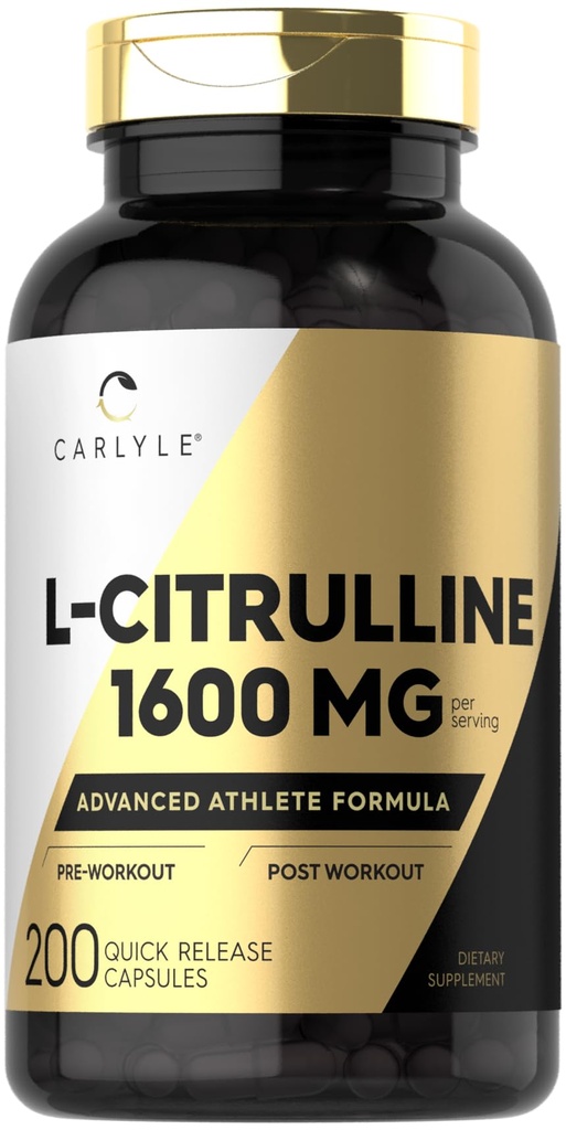 Carlyle L Citrulline Supplement | 1600 mg | 200 pulverkapsler | for menn og kvinner | Avansert atletisk formel | Ikke-GMO & Glutenfri