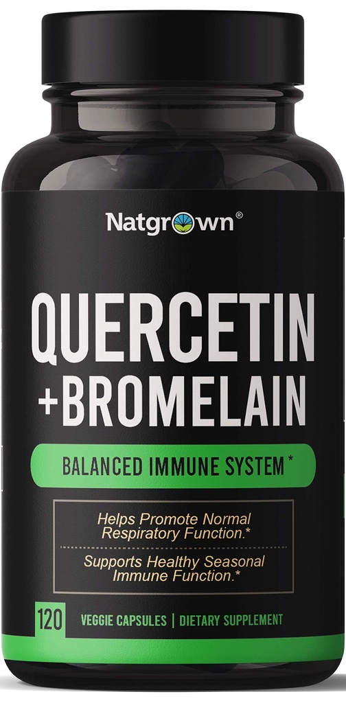Natgrown Quercetin med Bromelain Supplement Complex - 120 Kapsler