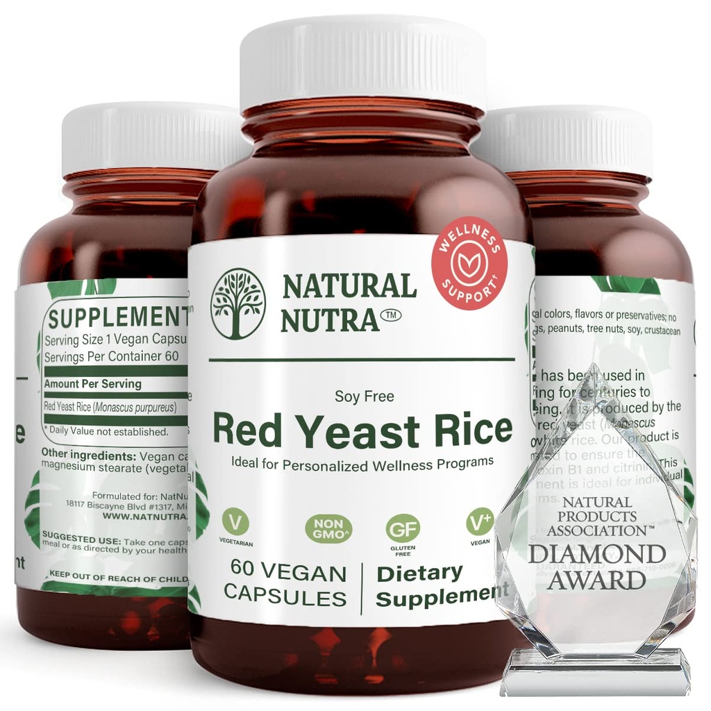 Naturlig Nutra Red Yeast Rice Extract, Cardiovaskulær støtte, hjelper forbedre immuniteten, bidrar til å opprettholde kroppsfett og flytende flyt, forbedre digestion, Glutenfri kosttilskudd, 600 mg, 60 kapsler (2 pakke)