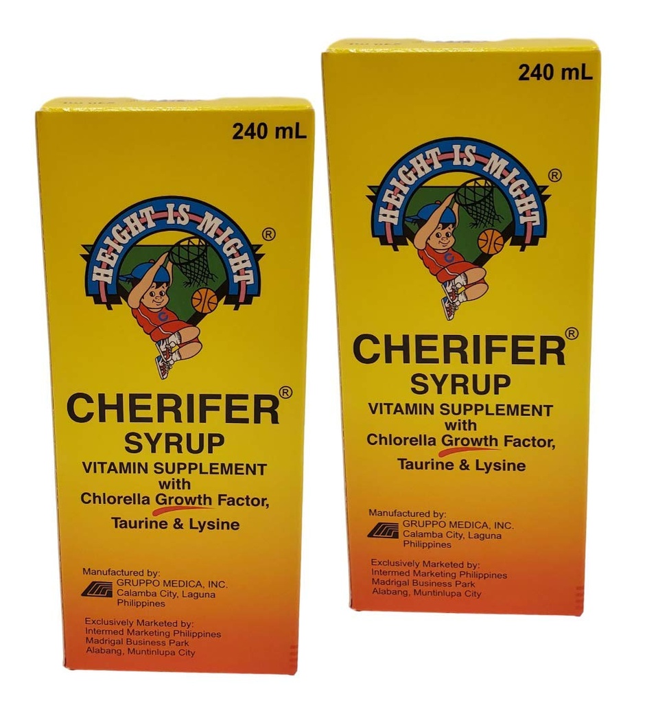 2 Cherifer Syrup Klorella vekstfaktor, Taurin & Lysin 240ml Hver