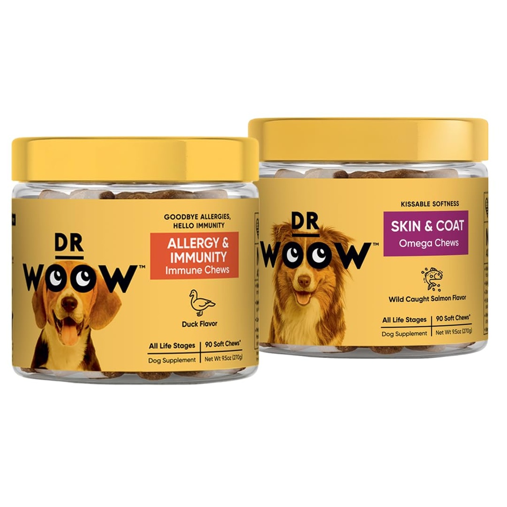 Pre, Pro, PostBiotic+ Salmon SkinHealth Mykt Chew Supplement Bundle - Hundevitaminer, Sink, Biotin, Probiotika, Omega 3 Fish Oil, og Wild Alaskan Salmon Oil, Cure Itchy hud