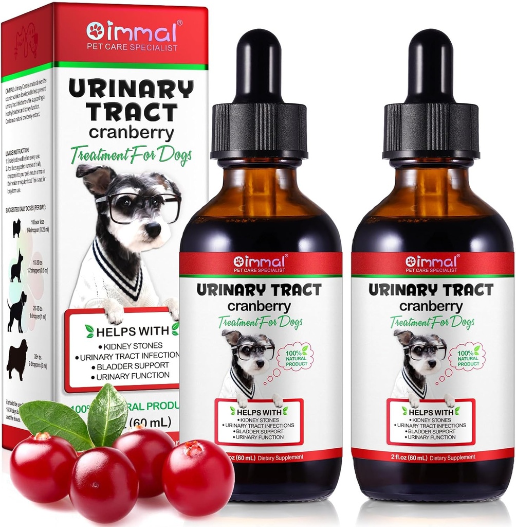Hund UTI behandling - urinveistrakt infeksjon behandlinger, nyre + blender støtte supplement, naturlig tranebær ekstrakt for hunder, støtter urinvei og digestiv helse (2 fl Oz (pakke av 2))