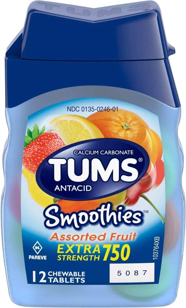 Tums Smoothies Antacid Kalsium Supplement, 12 ct