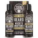 Vikingrevolusjon Skjeggvask og Skjegg balsam for menn med Argan Olje og Jojoba Olje - Beard Softener og styrke Beard Care Beard Shampoo og balsam med Beard Oil (5oz, Spiced Vanilla)