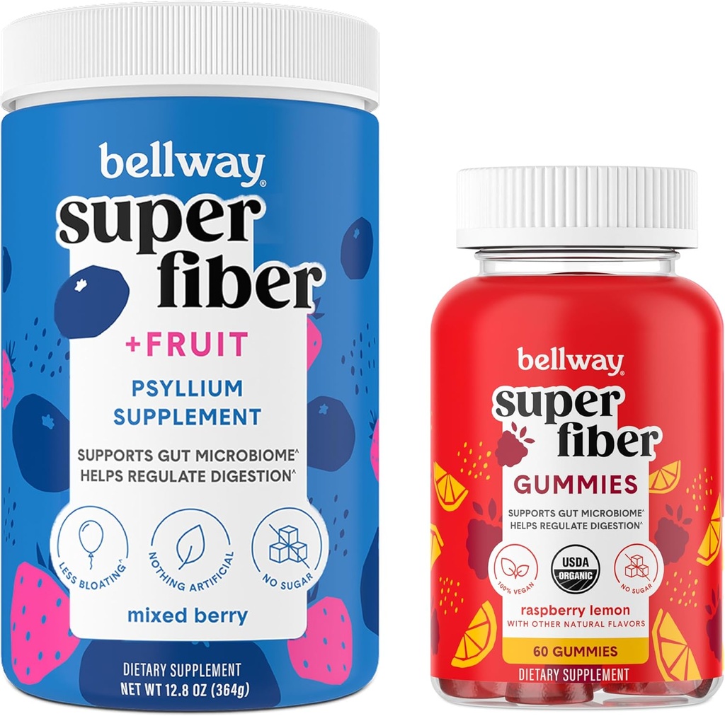 Bellway Super Fiber Powder + Frukt, Blandet Berry Super Fiber Gummies