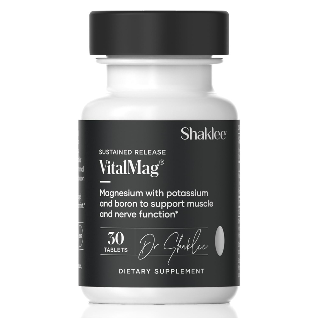 Shaklee -Sustent Release VitalMag - Magnesium Supplement for Nerve, Muskel og hjerte helse - Kalium & Bor blanding - støtter kardiovaskulær helse - Easy Digestion - 30 tabletter