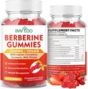 Berberine Gummies,Sugar Gratis 2000mg høy potens Berberine HCI Supplement, Plus Ceylon Cinnamon, Melk Thistle for kvinner og menn, Immunsystem og metabolisme støtte - 60 Gummies