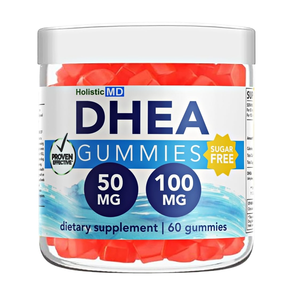 dhea 100mg 50mg dhea Supplement for kvinner | dhea Supplement for menn klinisk studert høy absorpsjon | Sugar Gratis Vegansk Jordbær Gummies 60 dagers levering