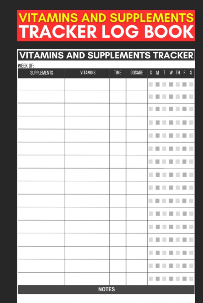 Vitaminer og kosttilskudd Tracker Logg bok: Søt Record Book Gave til sykepleiere, omsorgspersonell og garanter til sporing av kosttilskudd og vitaminer