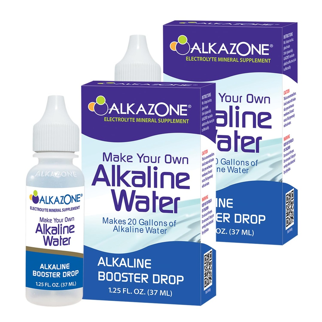 ALKAZONE gjør din egen alkalisk vann - Alkalisk Booster Drop 1.25 oz (2 pakker)