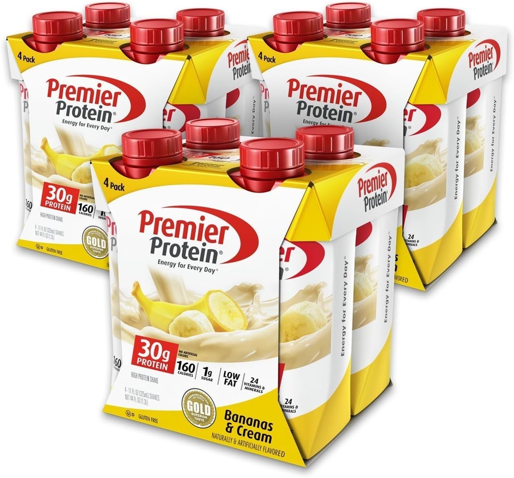Premier Protein iiEjNj 30g proteinshake, 11 fl oz flaske, Banan 12 greve (2 pakke)