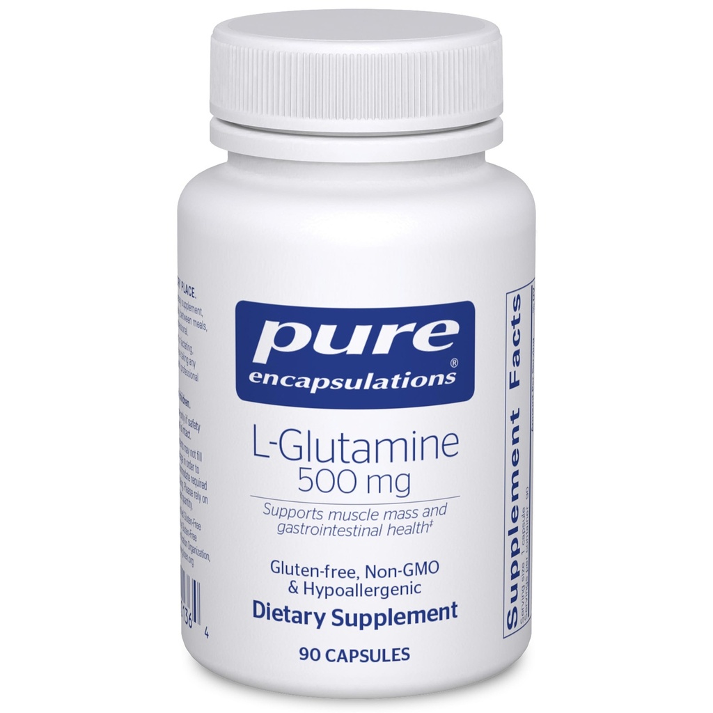 Ren innkapslinger L-Glutamine 500 mg - Supplement for immun- og digestiv støtte, Gut Helse og Lining, metabolisme og muskelstøtte * - med Free-Form L-Glutamin - 90 Kapsler