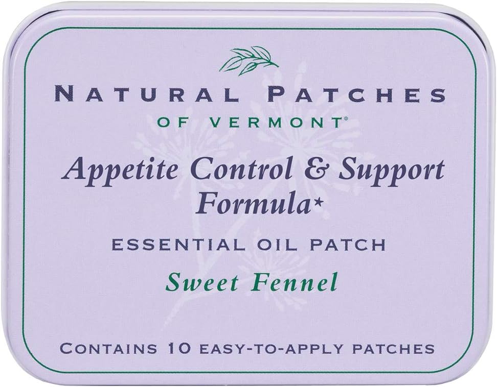 Naturlige patcher av Vermont Appetite Suppressant Essential Oil Body Patches, Søt Fennel, 10-talls Tin