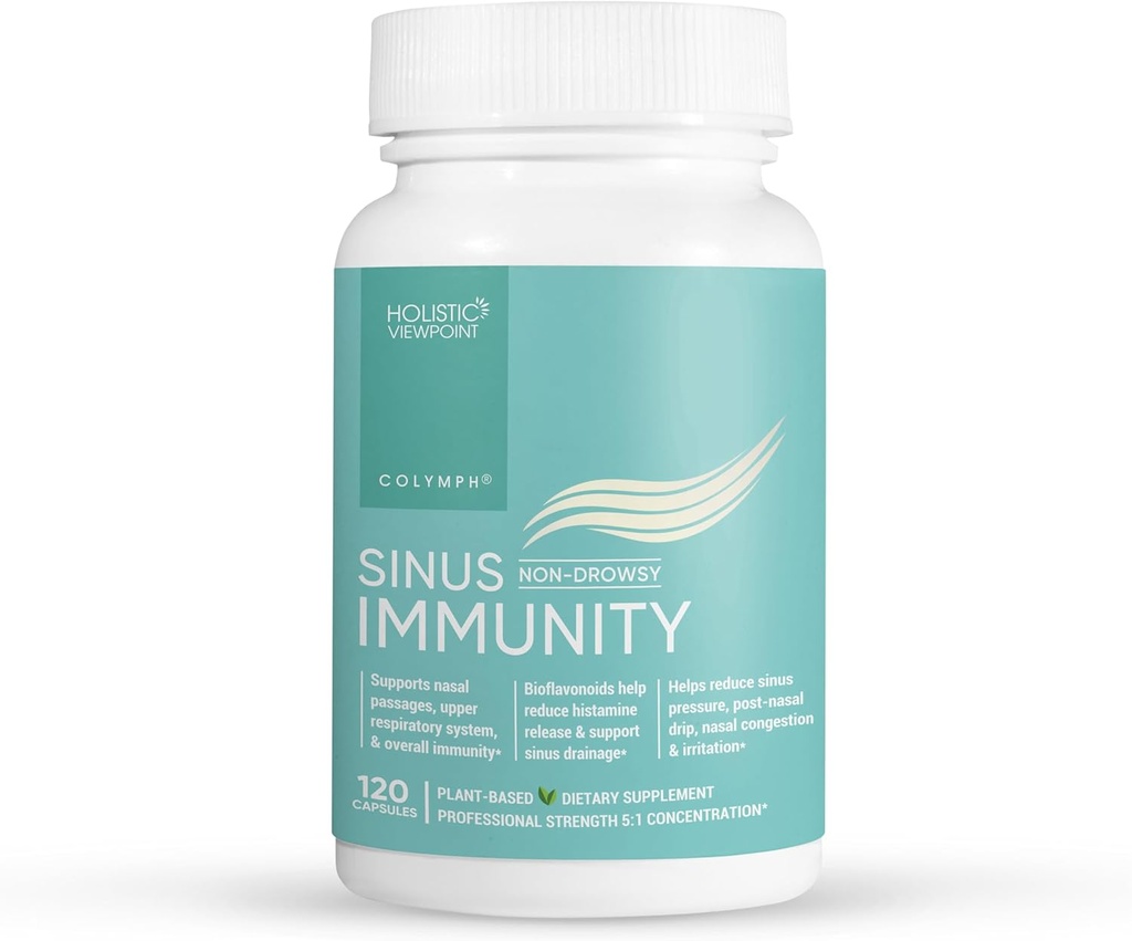 CoLymph® Sinus immunitet: Herbal Supplement med Quercetin, Bromelain, Berberine, Nettle, Naturlig støtte for Sinus Congestion, Pressure & Irritation, Seasonal Nasal & Immune Care, 120 Vegan Kapsler