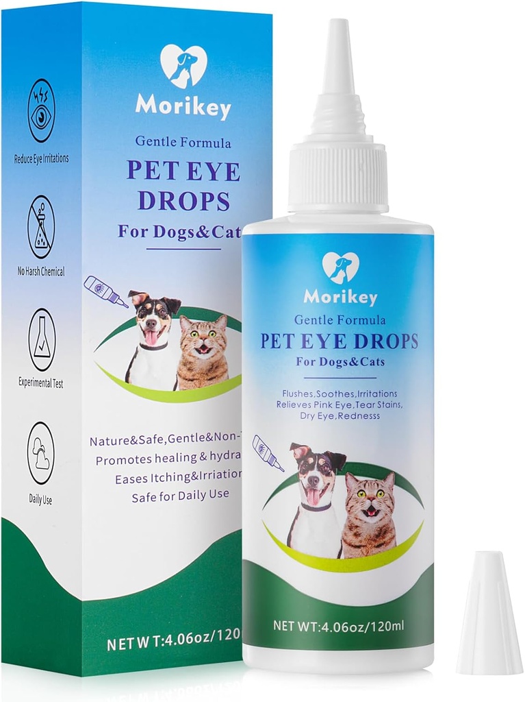 Pet Eye Drops,Gentle & Safe Dog Eye Drop for infeksjon,Relieve Eyes Kløe & Irritation, Fjerne Tear Stains,Safe for alle dyr, 4.06oz,120ml