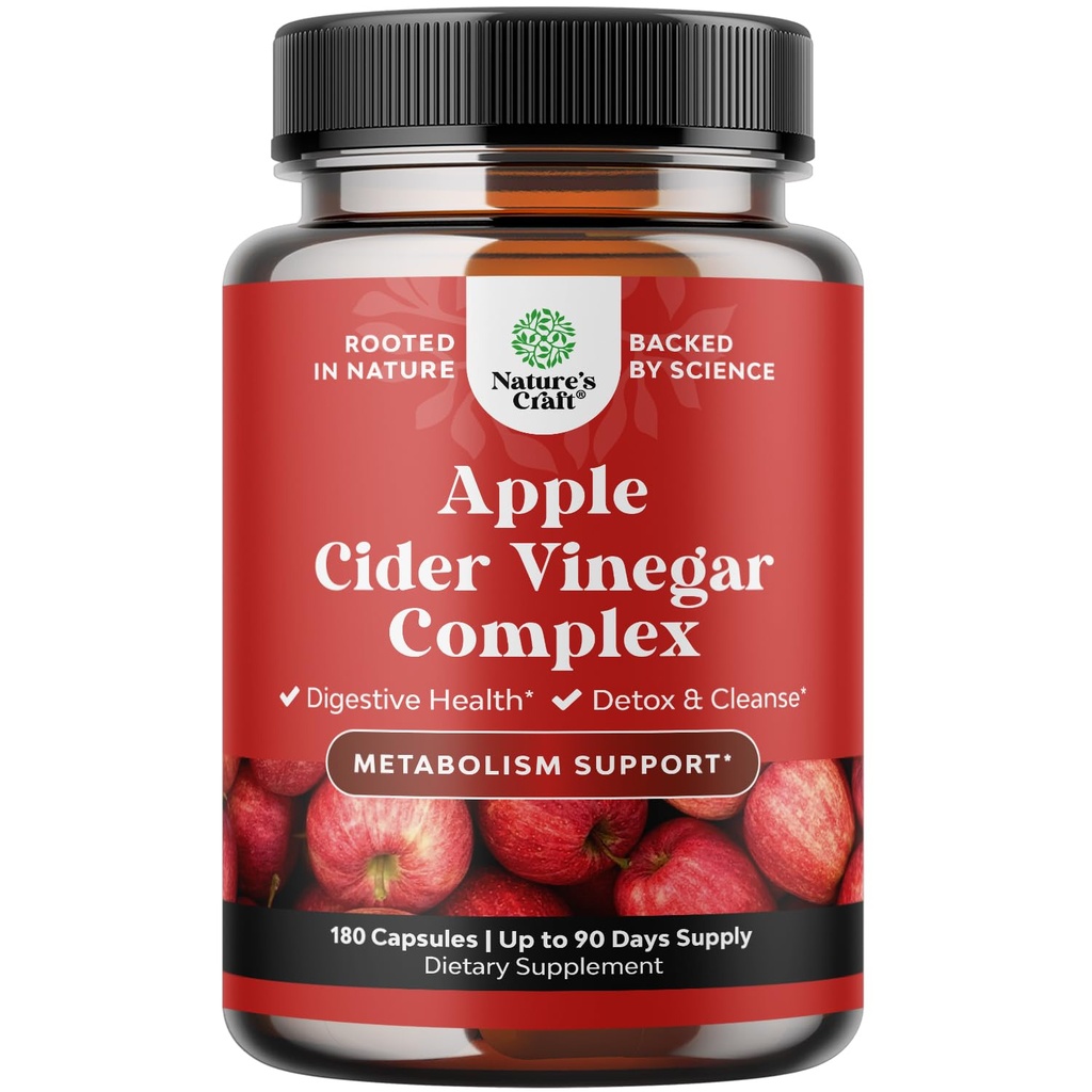 Rensing av Apple Cider Vinegar Capsules - ACV Deep Cleans and Detox Pills for Gut og Digestive helse med Slimming Cayenne - Ekstra styrke ACV for sulter Gut Cleanse og Full Body Detox 180 greve
