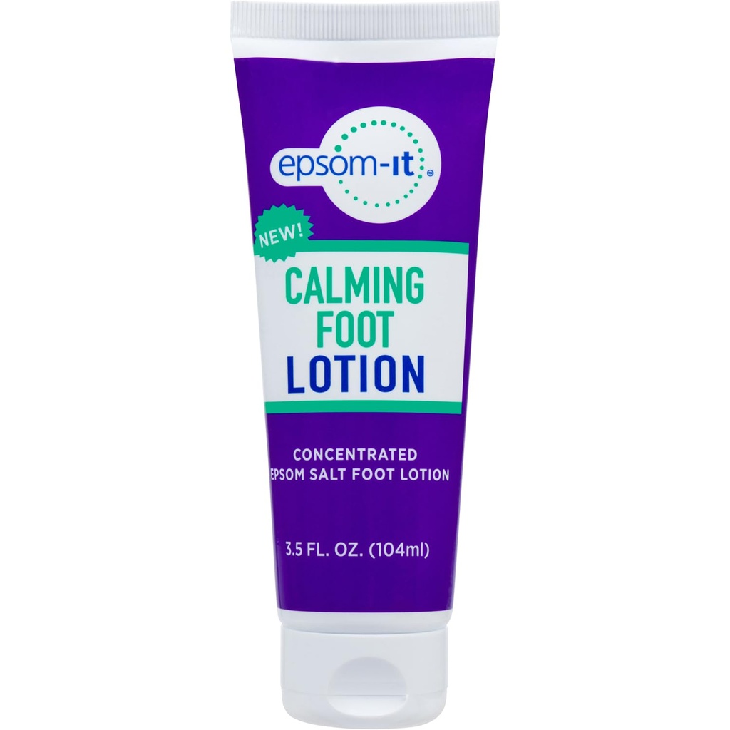 Epsom-It beroligende fot Lotion - Topisk Magnesium Krem for trøtt føtter og ankler, Epsom Salt Magnesium Sulfat Rub med Urea, Soft Tough Skin & Cracked hæler, Stivhet i ben, Knuser og føtter, 3,5 oz