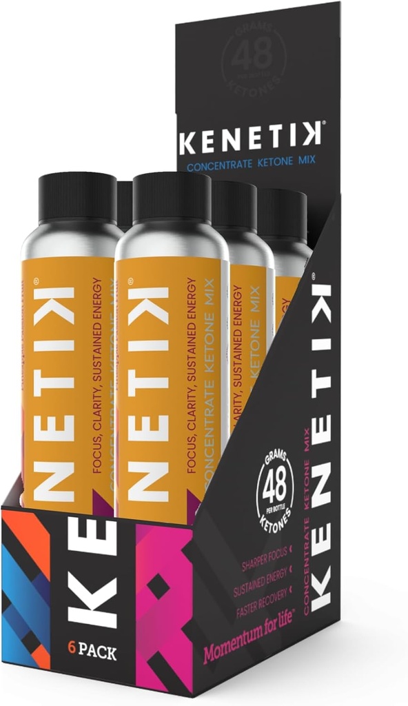 KENETIK keton drikk Mix, eksogene ketoner blanding, keto, koffein og sukker gratis, vegansk kosttilskudd for ren energi og mental fokus, kaffe alternativ med D-BHB - Pineapple Passionfrukt Flavor, 6PK