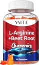 L Arginine Supplement Beet Root Gummies - Dobbelt styrke, energiforsterkning, Sirkulasjonsstøtte og Stamina, Organic Chewable Beets Supplements for menn og kvinner, Vegan Gummy, Ikke-GMO, Sukkerfri