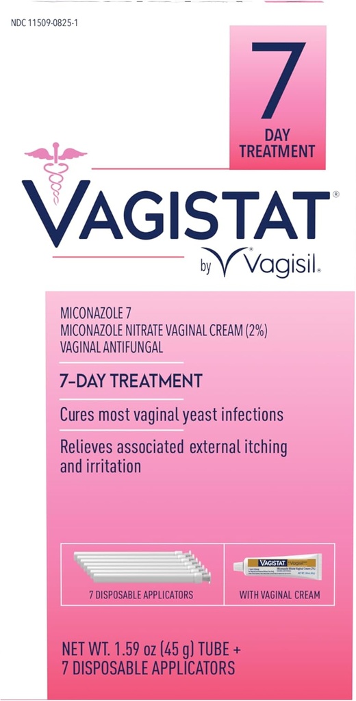 Vagisil Vagistat 7 dagers infeksjonsbehandling for kvinner, hjelper med å lindre ekstern kløe og irritation, inneholder 2% ekstern Miconazol Nitratkrem og 7 disponerbare applikasjoner (pakke med 1)