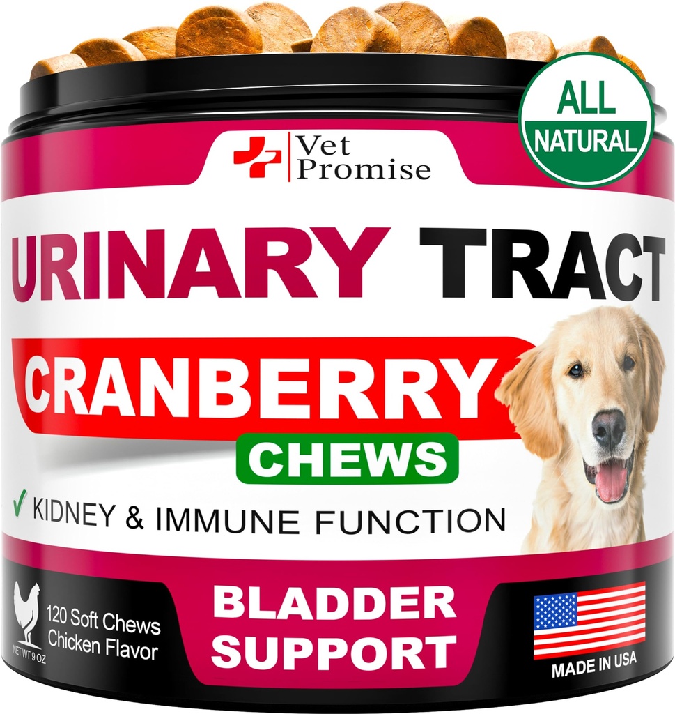 Hund UTI Behandling - Cranberry Supplement for hunder UTI - Blader Control - Urin Tract infeksjon behandling medisin - Cranberry Supplement Vitaminer Multivitamin Chews - laget i USA