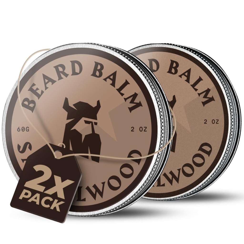 Striking Viking Beard Balm for menn - Leave i Beard Conditioner - Styling Balm laget med naturlig avledet Beard Butter, Argan & Jojoba Olier (4 Ounce (pakke av 2), Sandalwood)