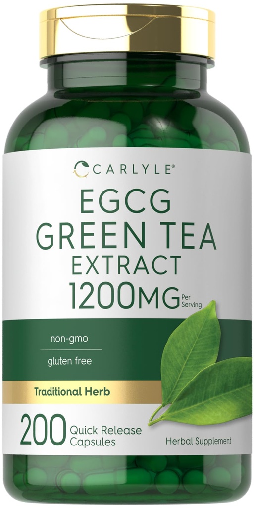 Carlyle EGCG Grønn Te Ekstrakt Supplement | 1200 mg | 200 kapsler | Ikke-GMO og Glutenfri