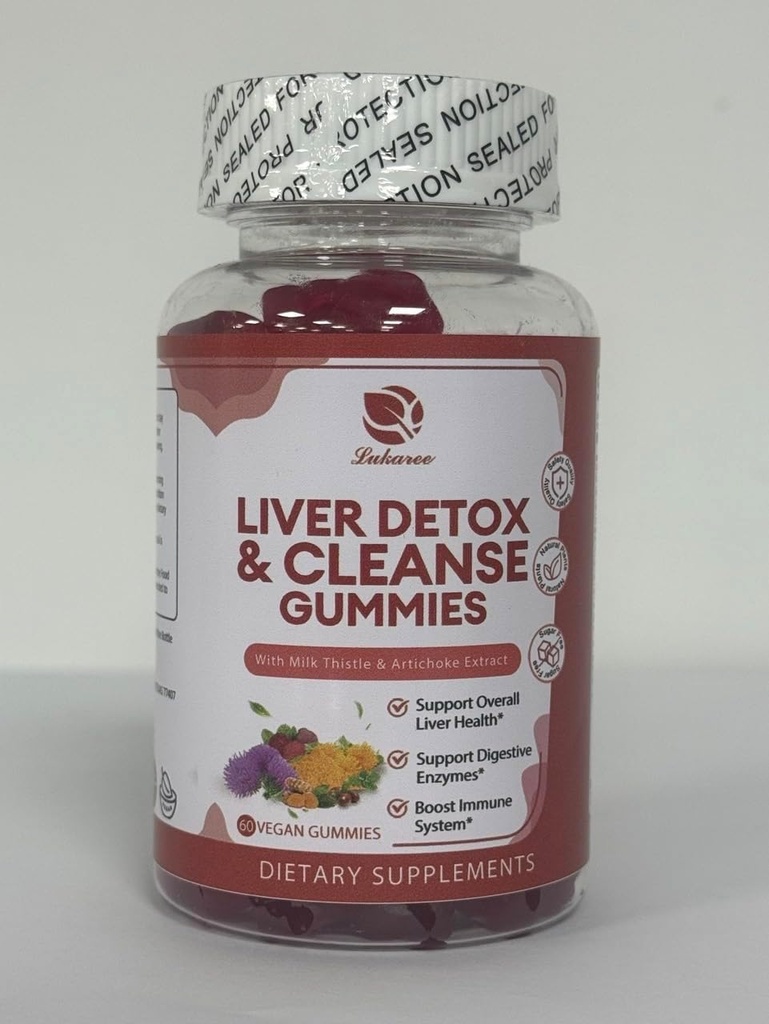 Lukaree Liver Cleanse Detox & Repair Gummies - Melk Thistle Silymarin, Dandelion, Artichoke Ekstrakt & Elderbær - Ingen sukker, bringebær Flavor - 180 greve